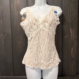 Flexees Lace V-Neck Sleeveless Top XL new